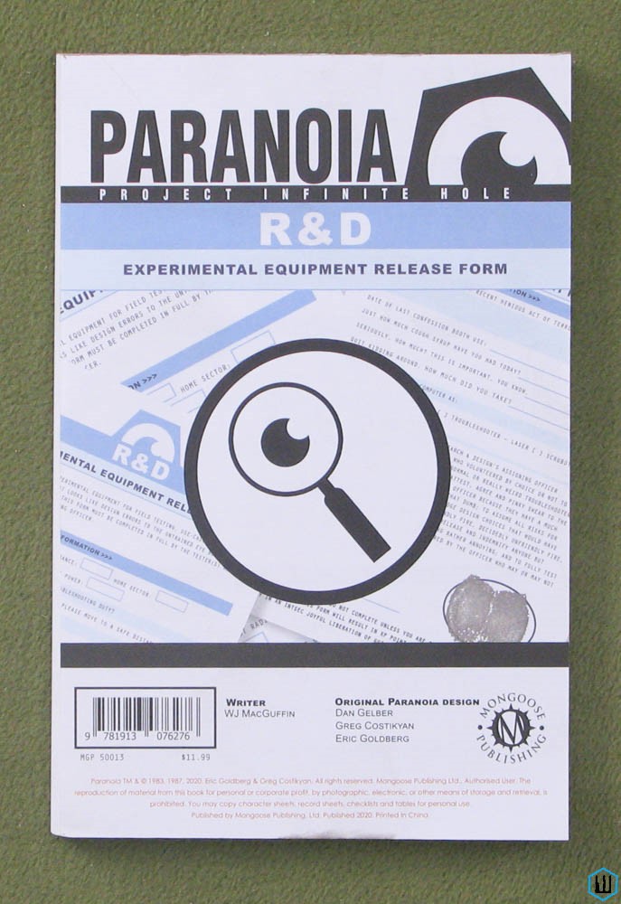 Image for Experimental Equipment Release Form Pack (Paranoia RPG)