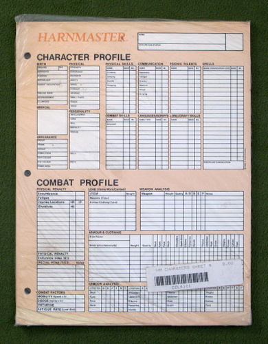Image for Harnmaster Character Profile (Harn RPG Character Sheets)