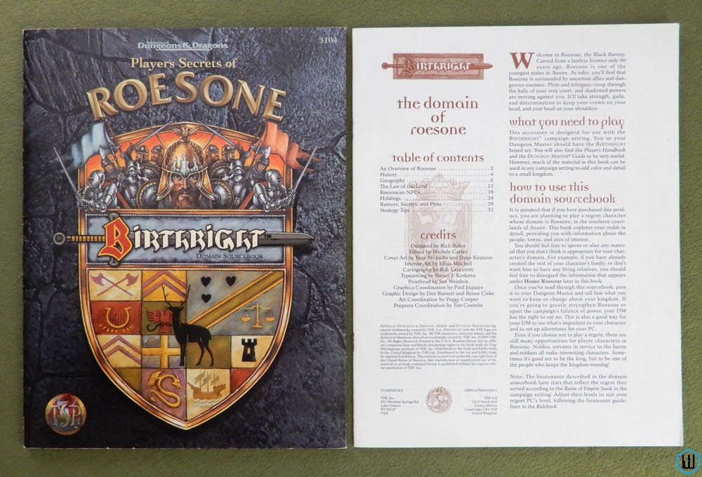 Player's Secrets of Roesone (Advanced Dungeons Dragons Birthright) Screen