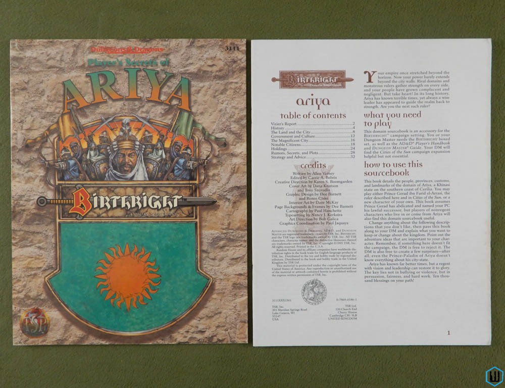 Player's Secrets of Ariya (Advanced Dungeons Dragons Birthright)