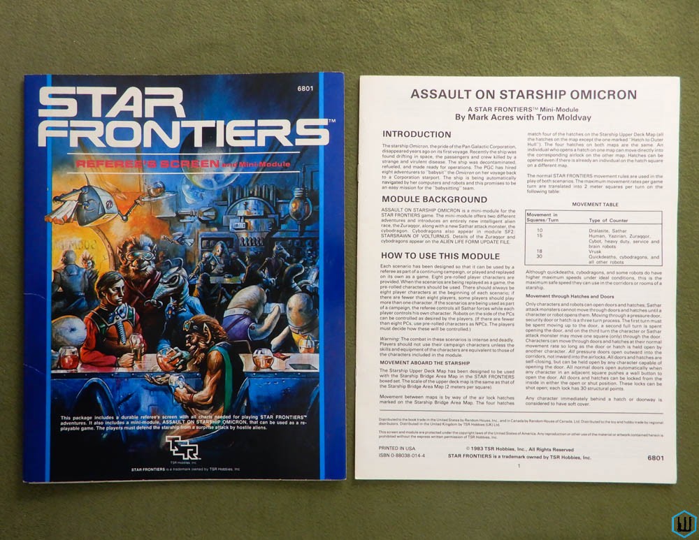 Star Frontiers RPG Referee's Screen and Mini-Module (GM Shield)