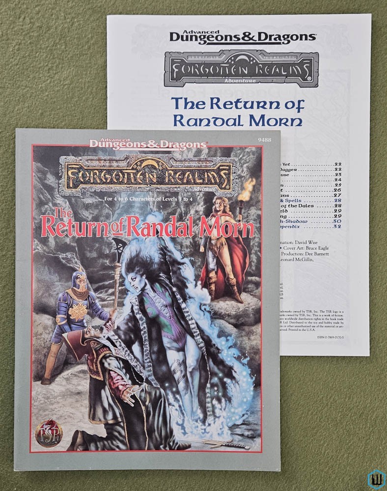 Return of Randal Morn (Advanced Dungeons Dragons Forgotten Realms) Original TSR 9488