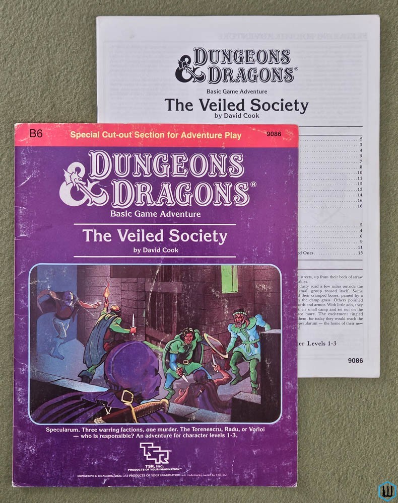 The Veiled Society (Dungeons & Dragons Module B6) Uncut Original 1984 edition TSR 9086
