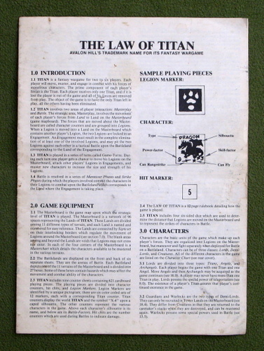 Image for Titan Rules Booklet - "The Law of Titan" - PLAY COPY