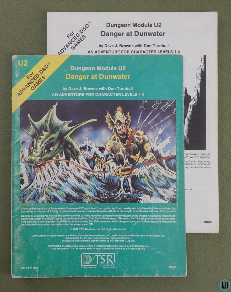 Danger at Dunwater (Advanced Dungeons Dragons U2) Original 1982 edition