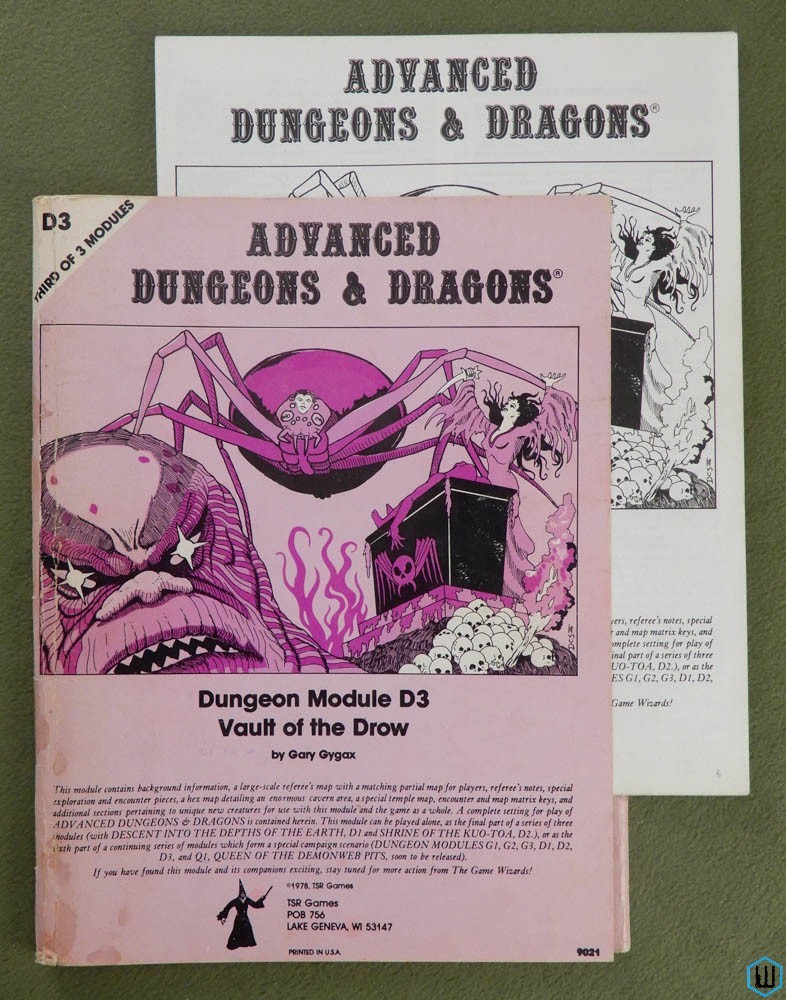 Vault of the Drow (Advanced Dungeons Dragons D3) Monochrome Cover 1ST PRINT