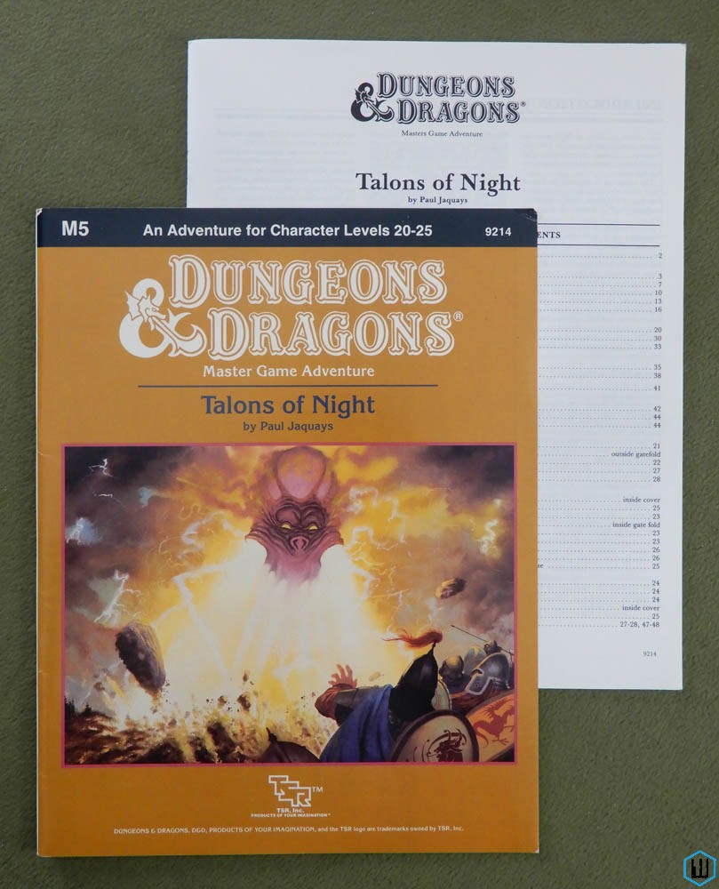 Talons of Night (Dungeons & Dragons Module M5) Original 1987 edition