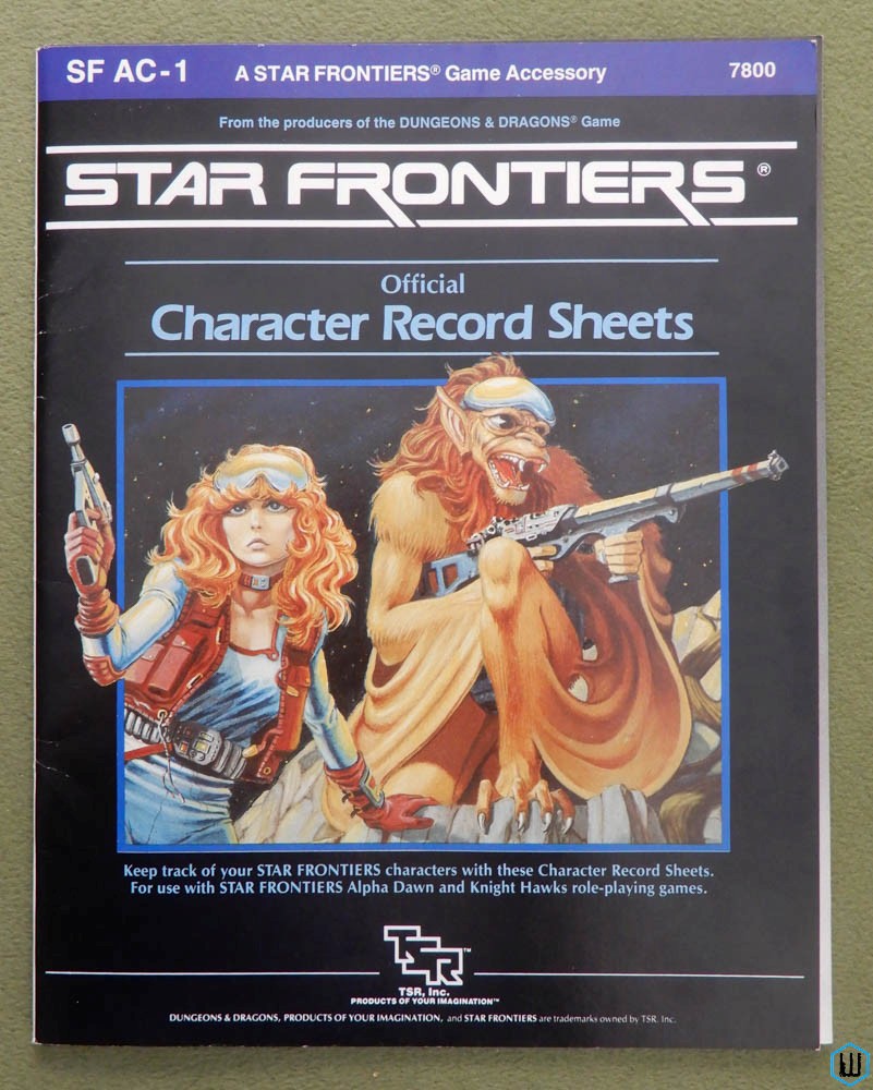 Star Frontiers: Official Character Record Sheets (SFAC1) Original 1984