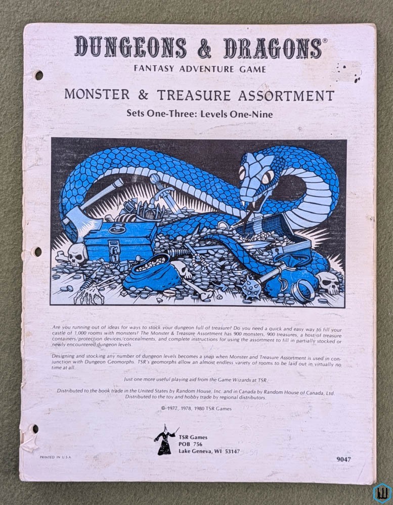 Monster & Treasure Assortment: Set One-Three Levels One-Nine (Dungeons Dragons) TSR 9047