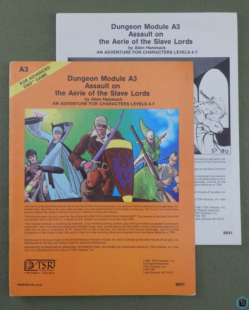 Assault on the Aerie of the Slave Lords (Advanced Dungeons Dragons A3) Original