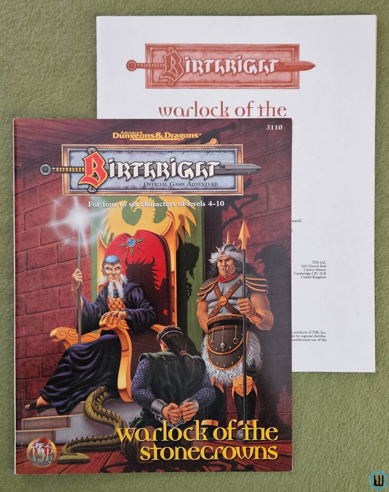 Warlock of the Stonecrowns (Advanced Dungeons Dragons Birthright) Original TSR 3110