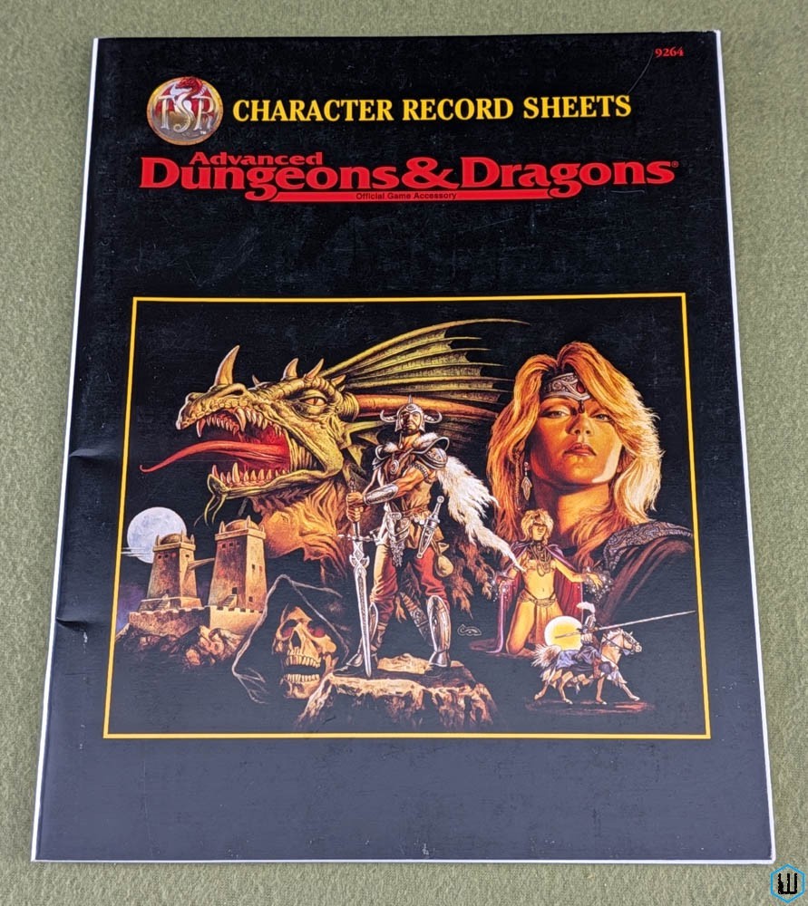 Character Record Sheets - Black Cover (Advanced Dungeons Dragons 2e) TSR 9264