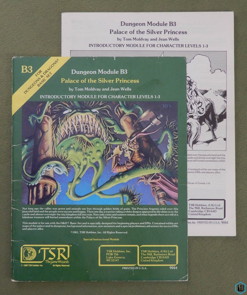 Palace of the Silver Princess (Dungeons Dragons B3) Original 1981 edition