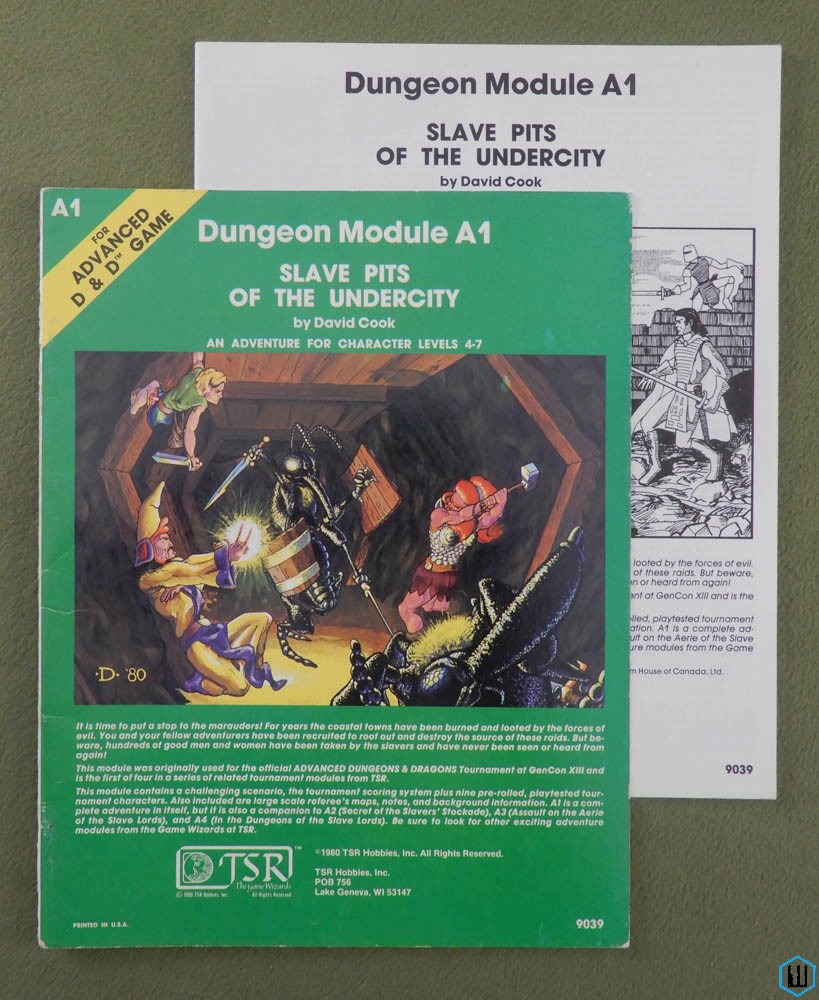 Slave Pits of the Undercity (Advanced Dungeons Dragons A1) Original 1980 edition