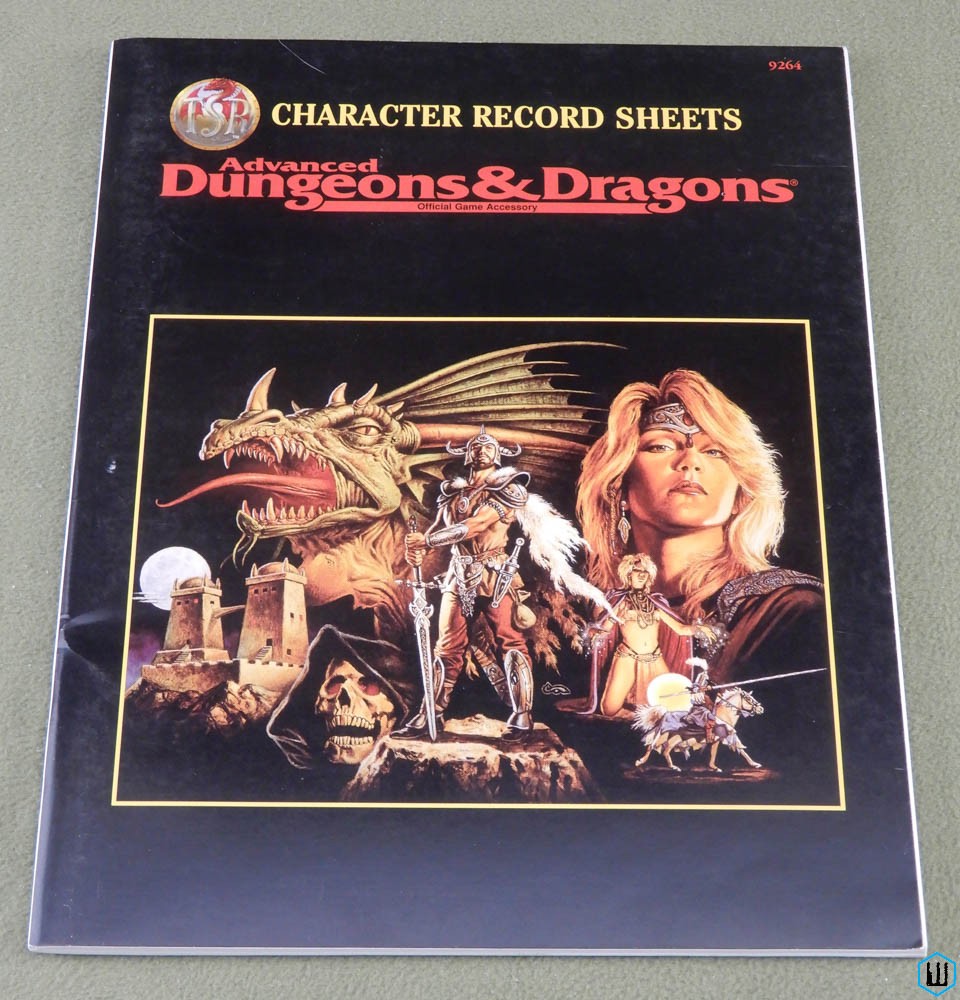 Character Record Sheets - Black Cover (Advanced Dungeons Dragons 2e)