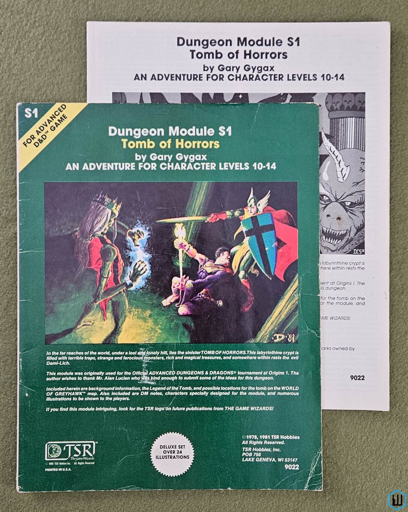 Tomb of Horrors (Advanced Dungeons Dragons S1) Gary Gygax Original 1981 edition TSR 9022