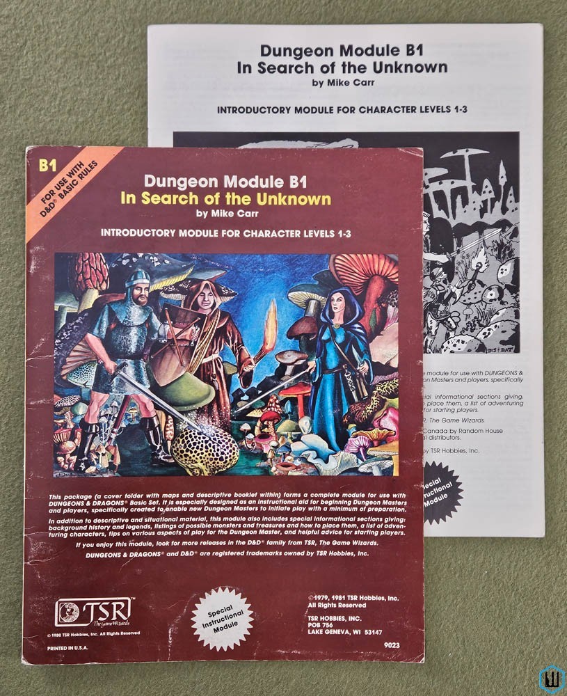 In Search of the Unknown (Dungeons Dragons B1) Original 1981 edition TSR 9023