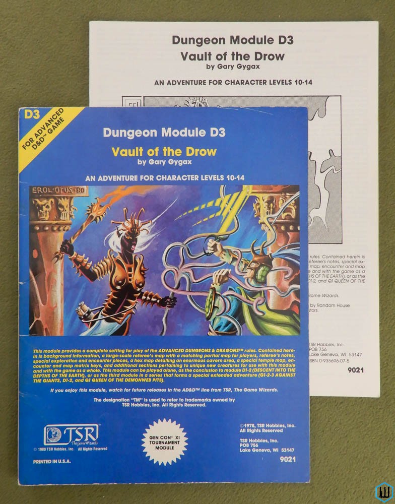 Vault of the Drow (Advanced Dungeons Dragons Module D3) Original 1980 Edition