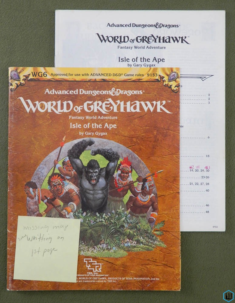 Isle of the Ape (Advanced Dungeons Dragons Greyhawk WG6) NO MAP