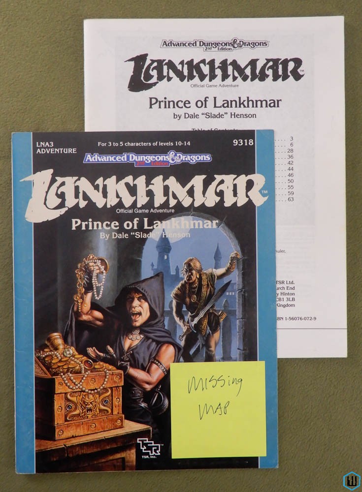 Prince of Lankhmar (Dungeons Dragons Lankhmar LNA3) - MISSING MAP
