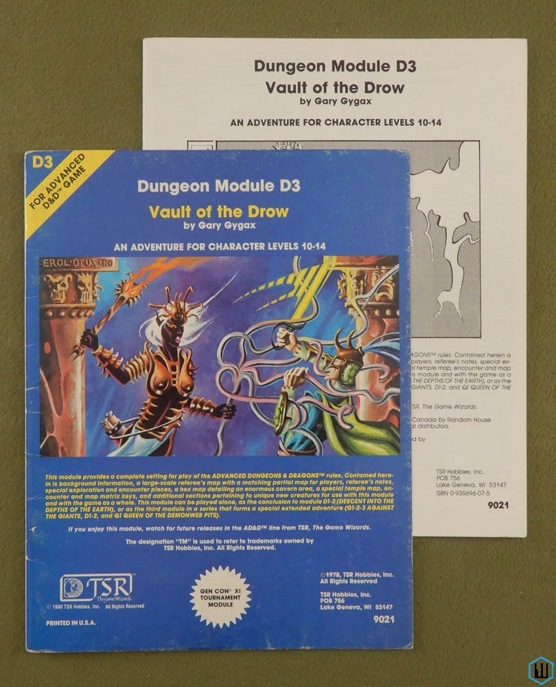 Vault of the Drow (Advanced Dungeons Dragons Module D3) Original 1980 Edition