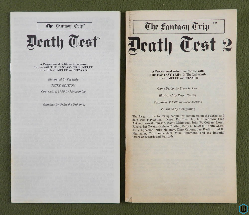 Death Test 1 & 2 (The Fantasy Trip) - BOOKLETS ONLY