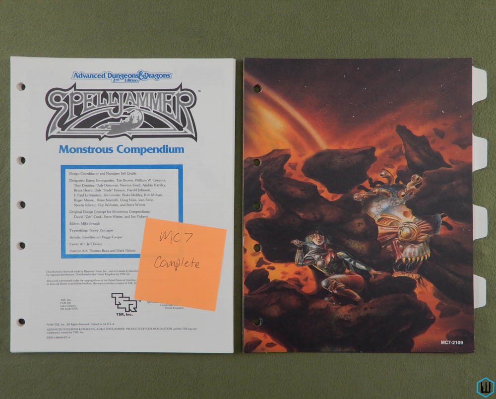 Spelljammer Monstrous Compendium Appendix MC7 (Advanced Dungeons Dragons)