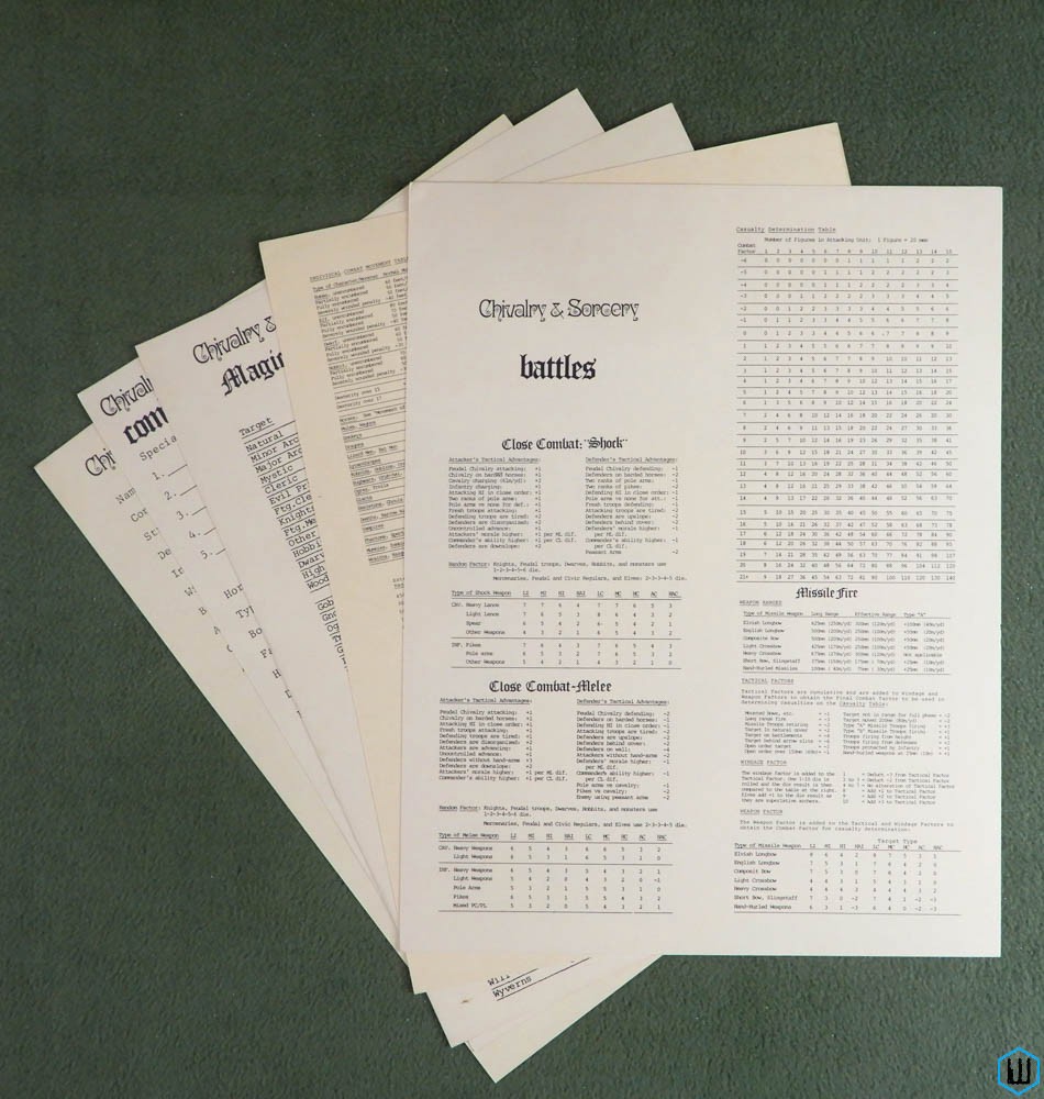 Chivalry & Sorcery: Battles Gamemaster Cards Charts