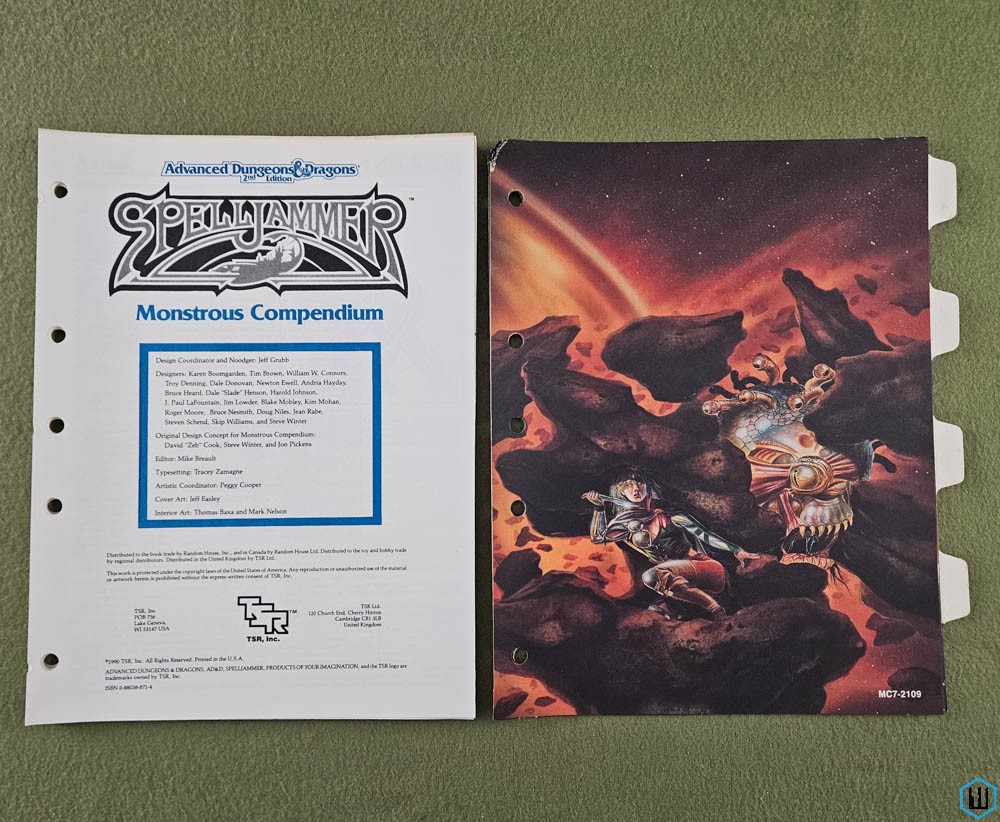Spelljammer Monstrous Compendium Appendix MC7 (Advanced Dungeons Dragons) TSR 2109