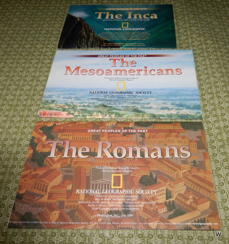 Image for National Geographic Great Peoples of The Past: Inca Mesoamericans Romans Map Lot of 3