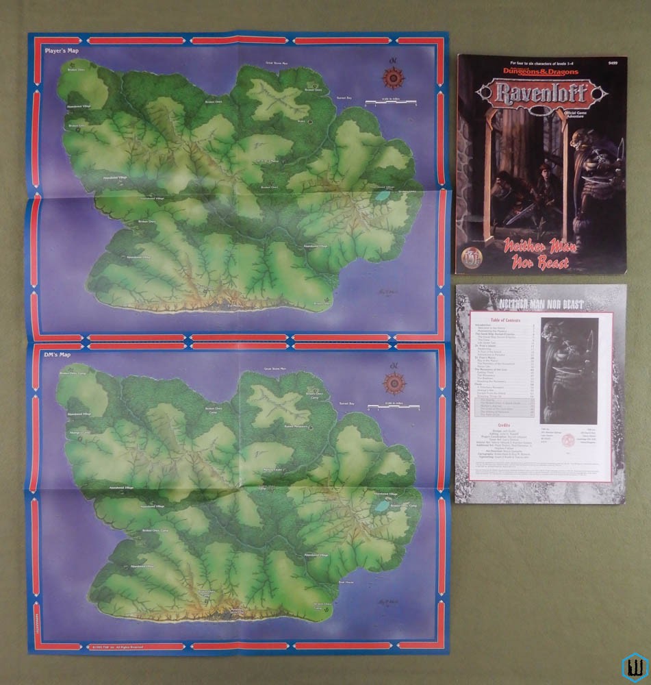 Neither Man Nor Beast (Advanced Dungeons & Dragons Ravenloft) w Poster Map
